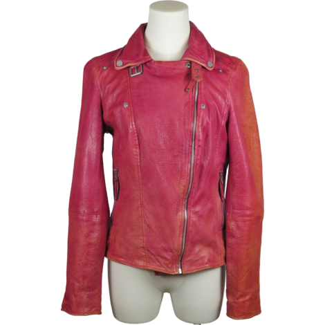 Freaky Nation Cazadora Perforada Piel Rosa Fucsia