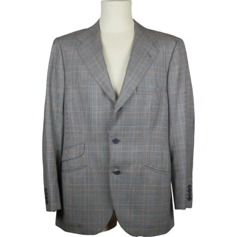 Manuel Calvo de Mora Blazer Lana Cuadros Gris Azul